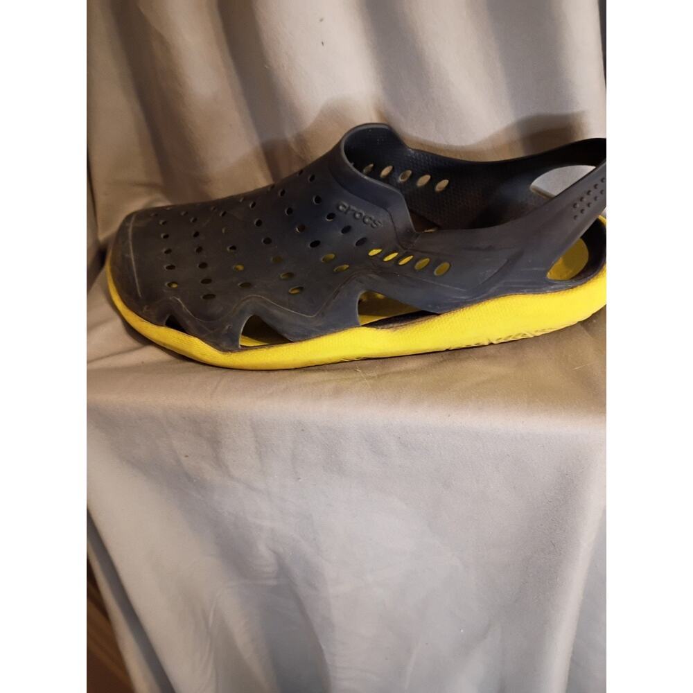 Crocs Men's Swiftwater Wave Sandals Black Yellow Sz 9 Iconic Comfort Waterproof - Picture 6 of 11